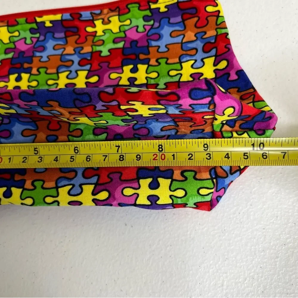 Handmade Retreat Cosmetic Bag Keychain Autism Puzzle Piece Set New Zipper Pouch